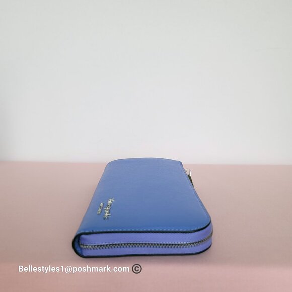 KATE SPADE Devin Saffiano Leather Zip-Around Continental Wallet-Dark Periwinkle⭐ - Picture 11 of 16